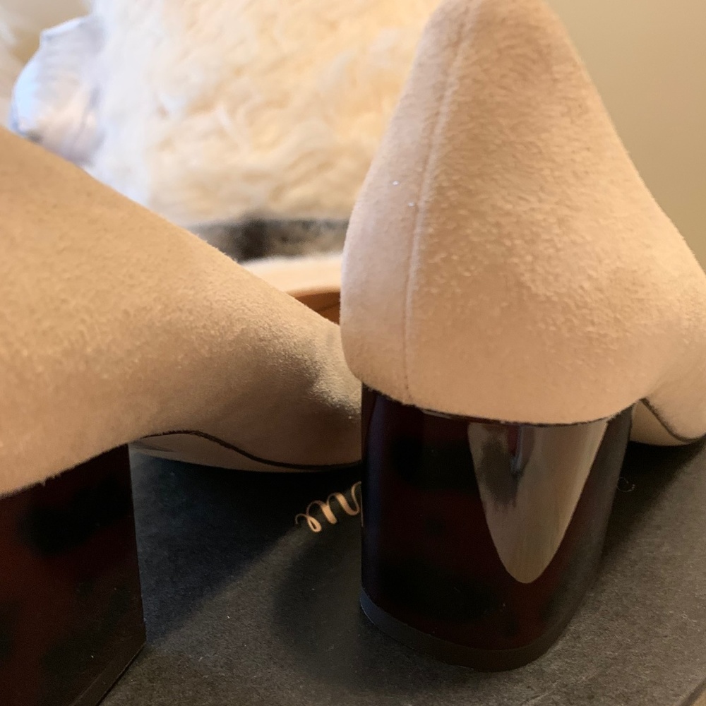 J. Crew Tortoise Heels in Suede Size 5 Tawny Sand - Picture 3 of 8